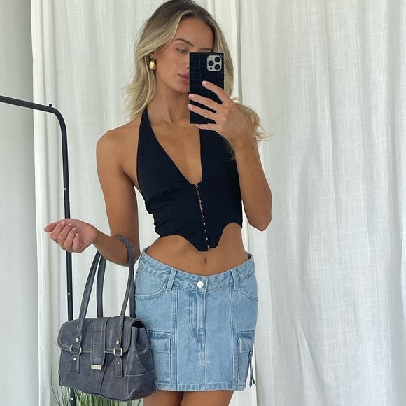 Denim look Liz Claiborne shoulder bag vintage - Picture 2 of 5